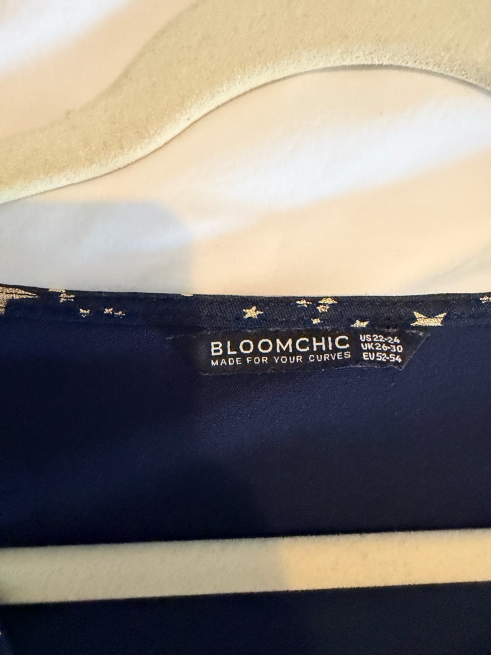 BloomChic Navy Tea Length Dress with Gold Star Print - Picture 2 of 5